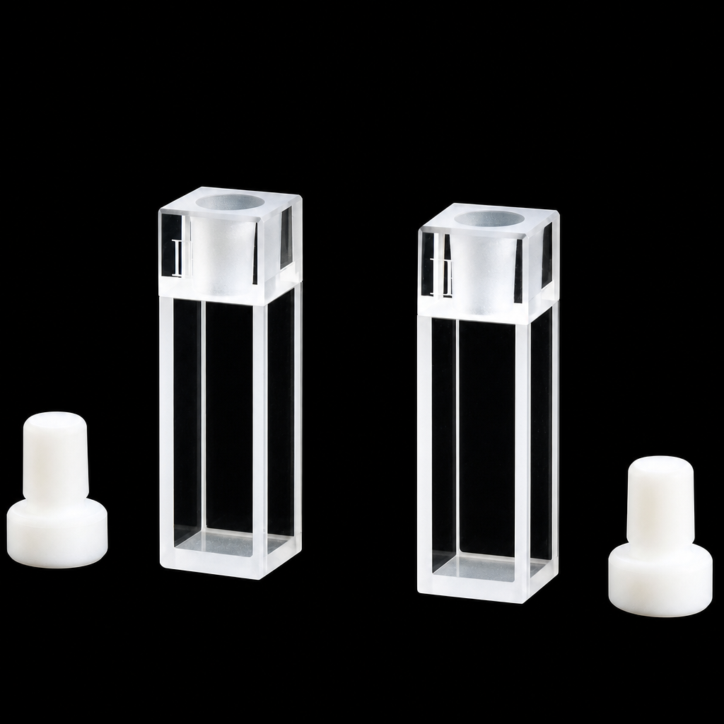 (MQQFL061) Quartz Fluorescence Cuvette, 32.5 mm, 7.5 mm Path Length, Custom Size, JGS3, Four-Way Light, Pack of 2