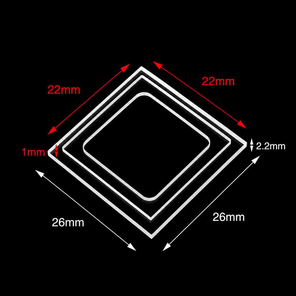 (MQQFL067) Quartz Lid for 22 mm Square Cuvette, 1 Piece