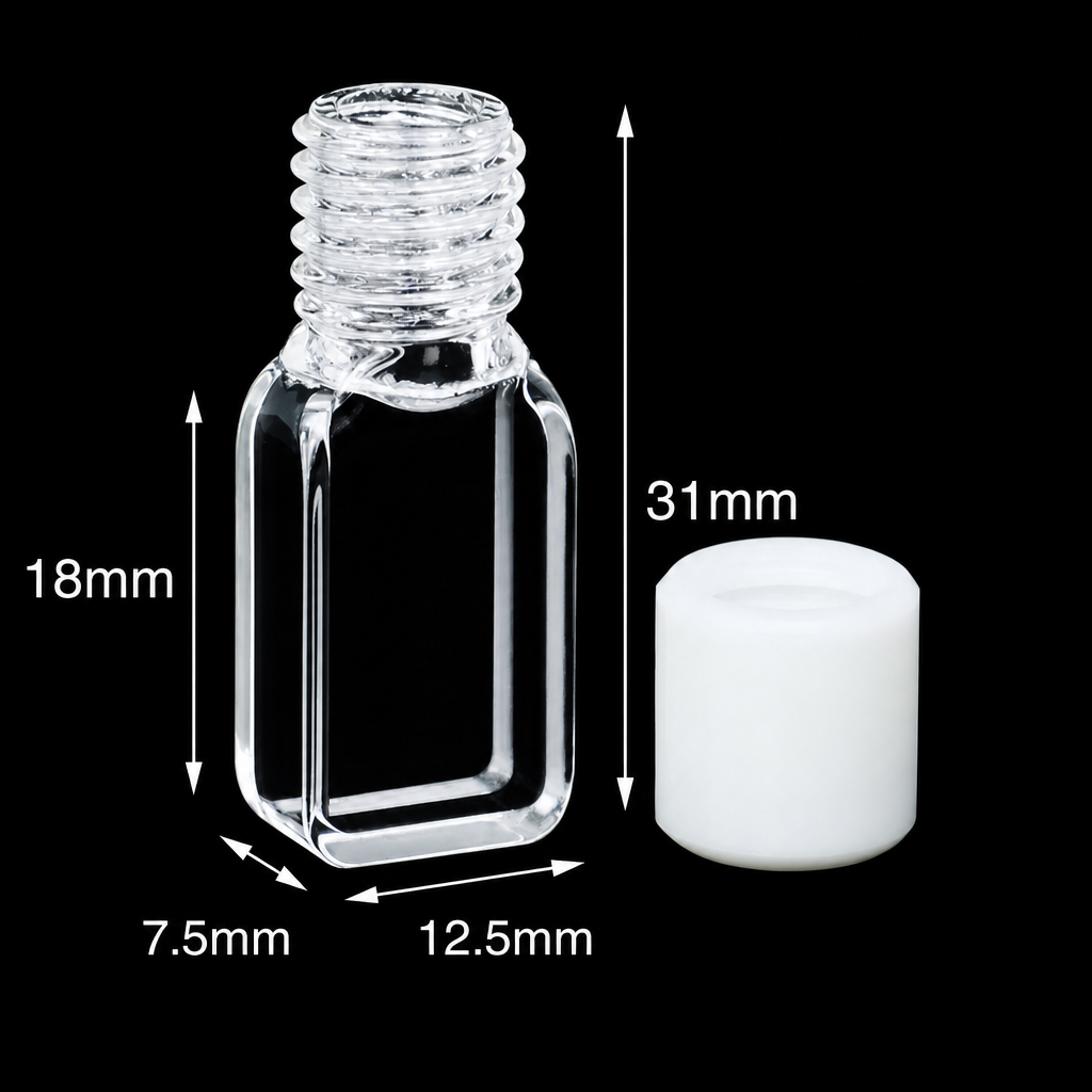 (MQQSC064) Quartz Screw-Top Cuvette, 5 mm Path, 0.8 mL, Four-Side Light Transmission, 1 Piece
