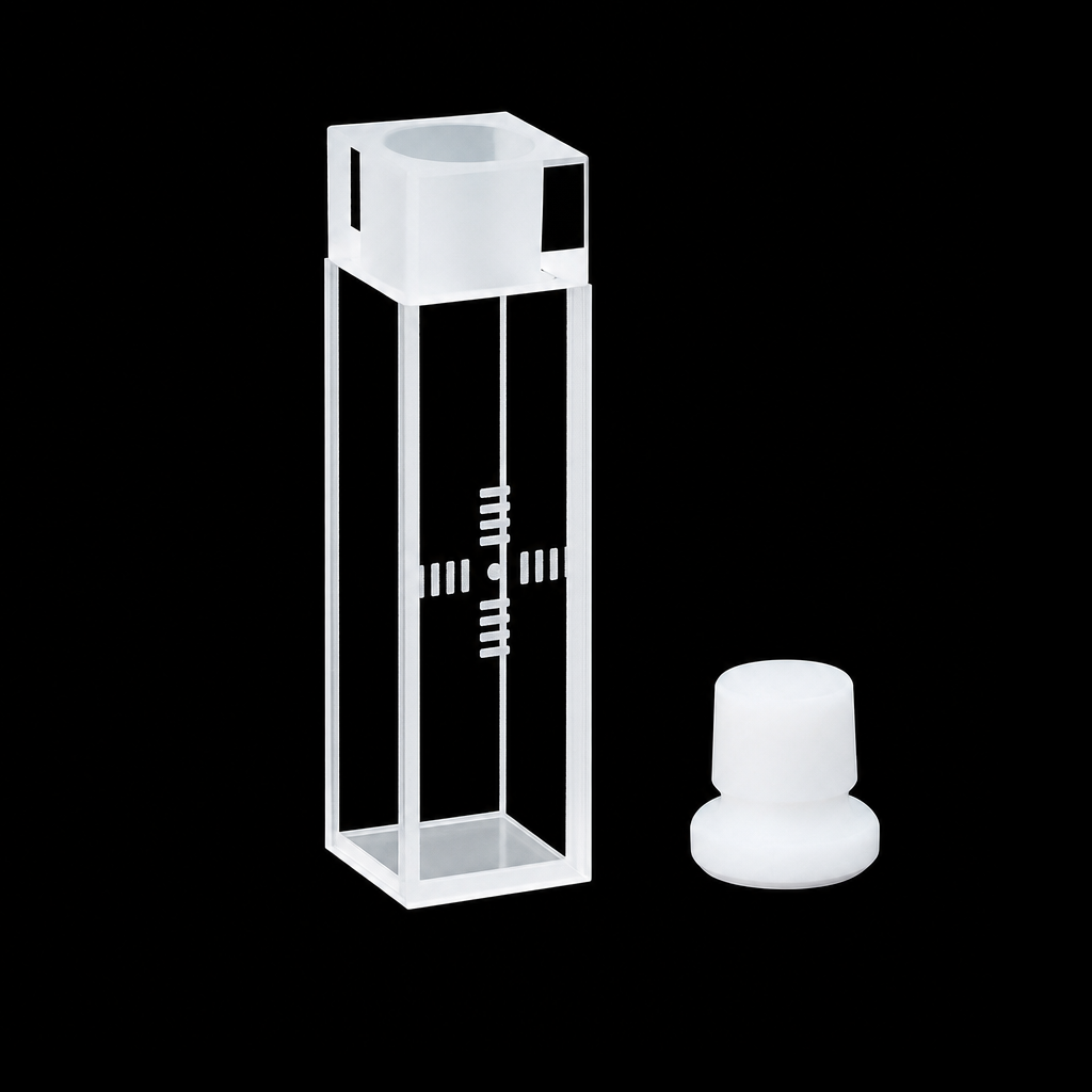 (MQQST013) Stoppered Quartz Fluorescence Cuvette, 10 mm Path, 3.5 mL, Four-Side Light Transmission, 1 Piece