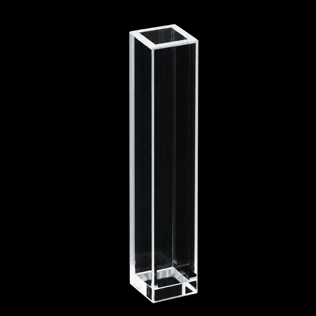 Quartz Fluorescence Cuvette, 6 mm, 1.2 mL, Quartz, JGS1, Molded 83, Optically Contacted One-Piece Construction, 1 Piece