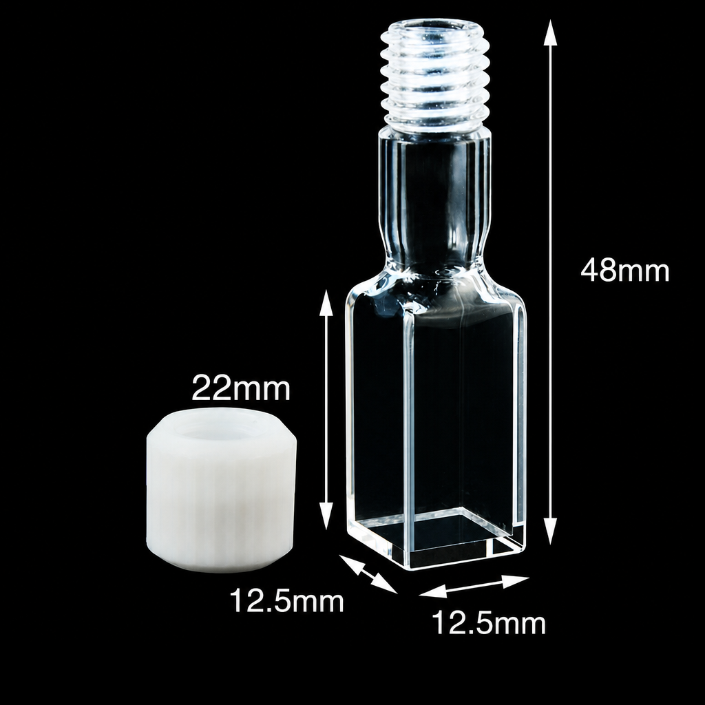 (MQQSC062) Quartz Short-Body Screw-Top Cuvette, 10 mm Path, 2 mL, Five-Side Light Transmission, 1 Piece