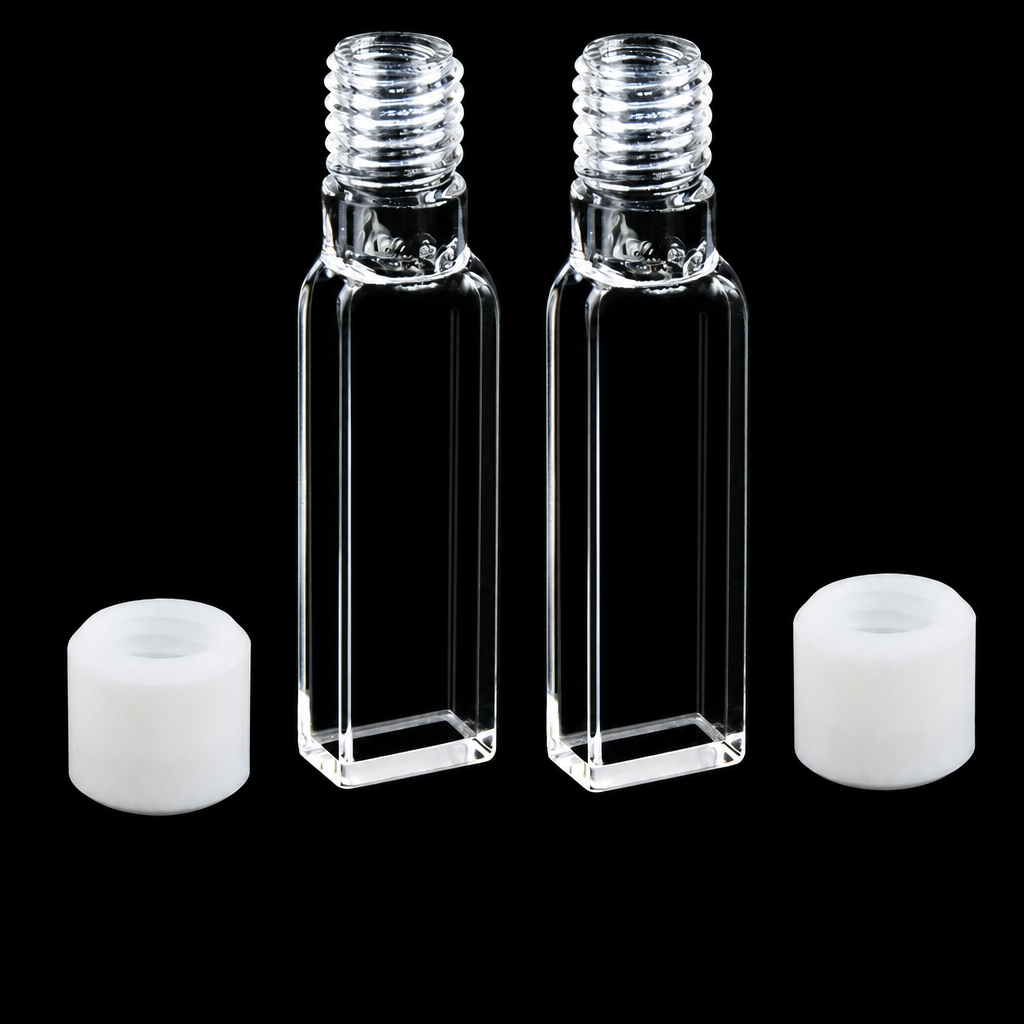 (MQQSC036) Quartz Screw-Top Cuvette, 5 mm Path, 1.75 mL, Four-Side Light Transmission, 2 Pieces