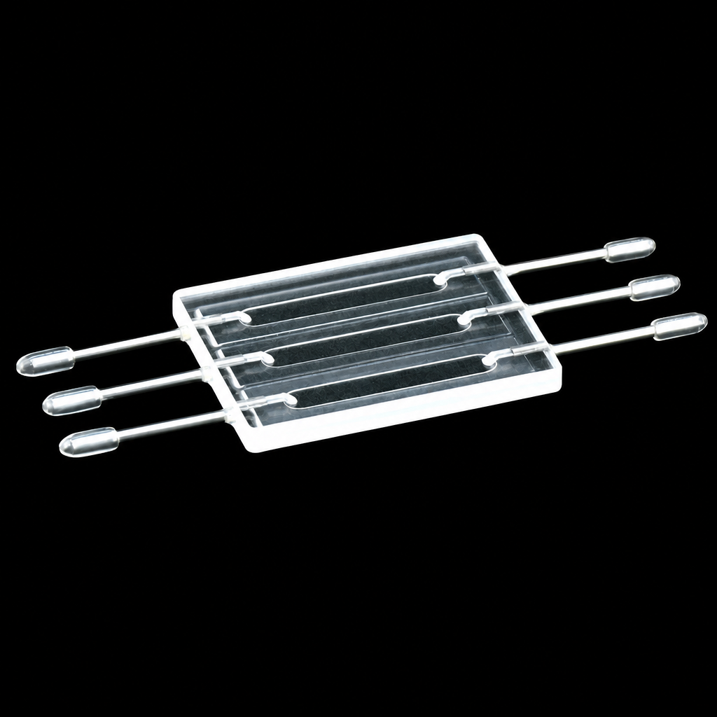 (MQQFC006) Quartz Three-Channel Counting Flow Cell, 0.2 mm path length, approximately 42 mm overall length, 1 piece