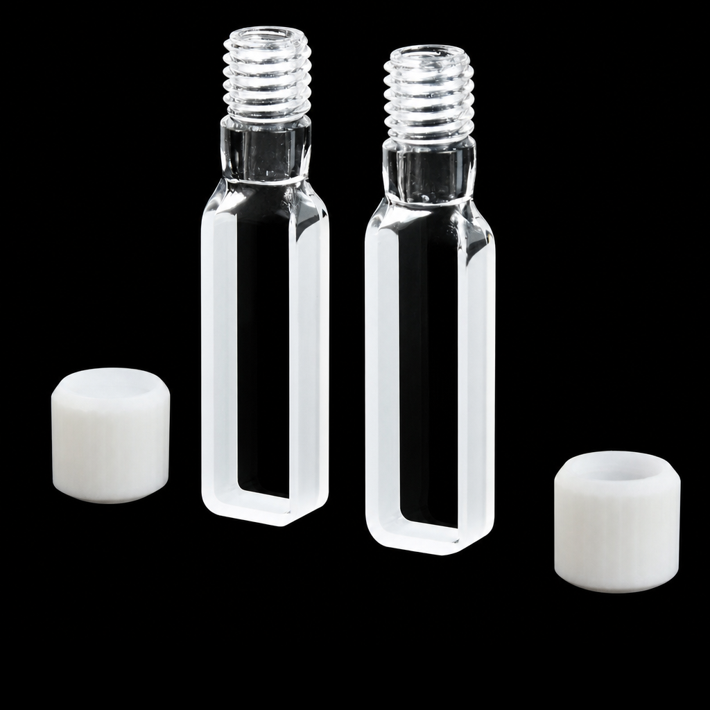 (MQQSC034) Quartz Screw-Top Cuvette, 5 mm Path, 1.75 mL, Two-Side Light Transmission, 2 Pieces