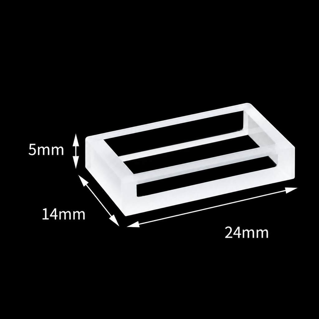 Quartz Cuvette, 600 µL, 10 mm Path, 24 × 14 × 5 mm, Powder-Fused