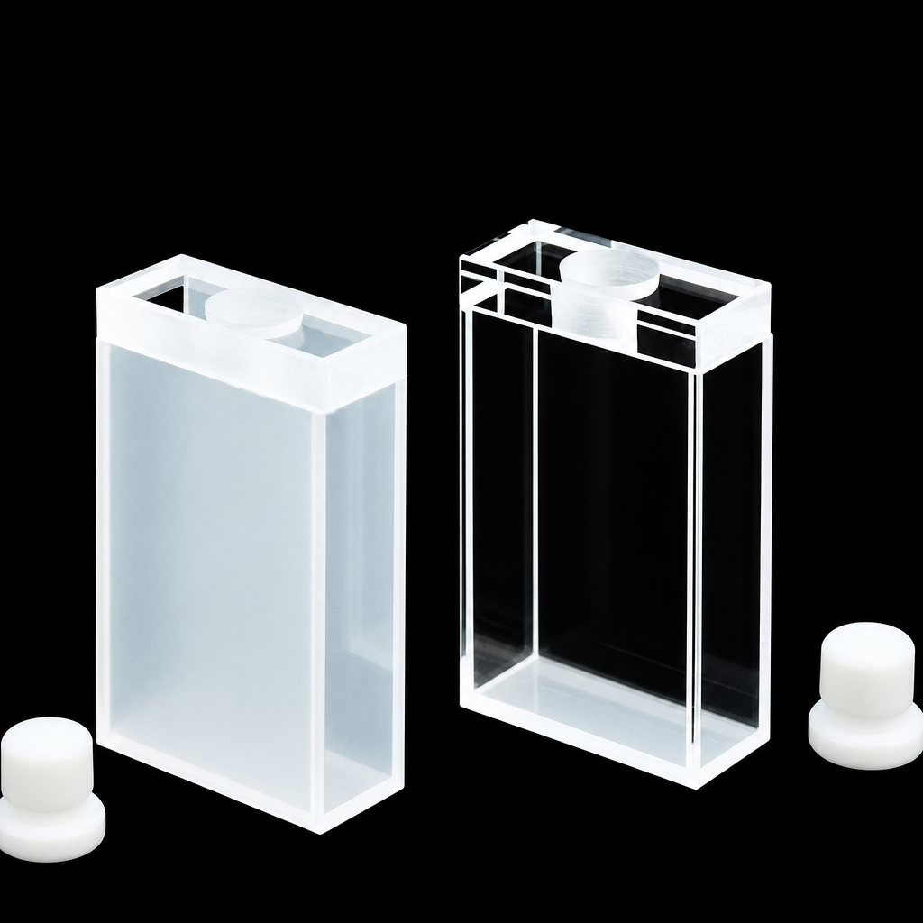 Stoppered Quartz Cuvette, 25/10 mm, 9 mL, Quartz, With Stopper, 25 mm, Four-Way Light, 1 Piece