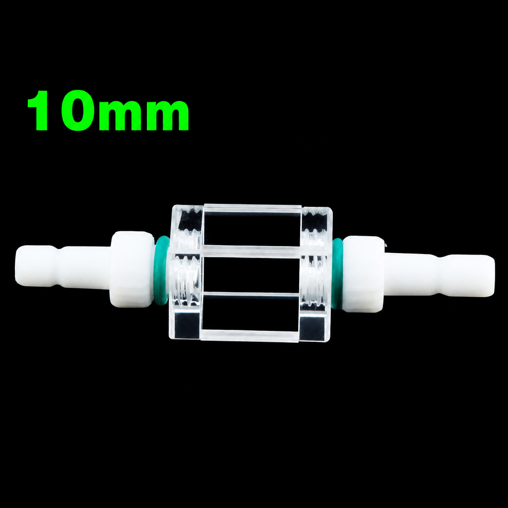 White threaded flow cuvette connector