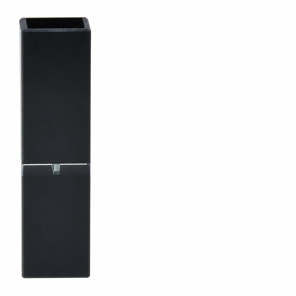 (MQQMC043) Black Quartz Ultra-Micro Cuvette, 20 µL, 10 mm Path, 20 mm Center Height, 1 × 2 mm Window, Four-Way Light
