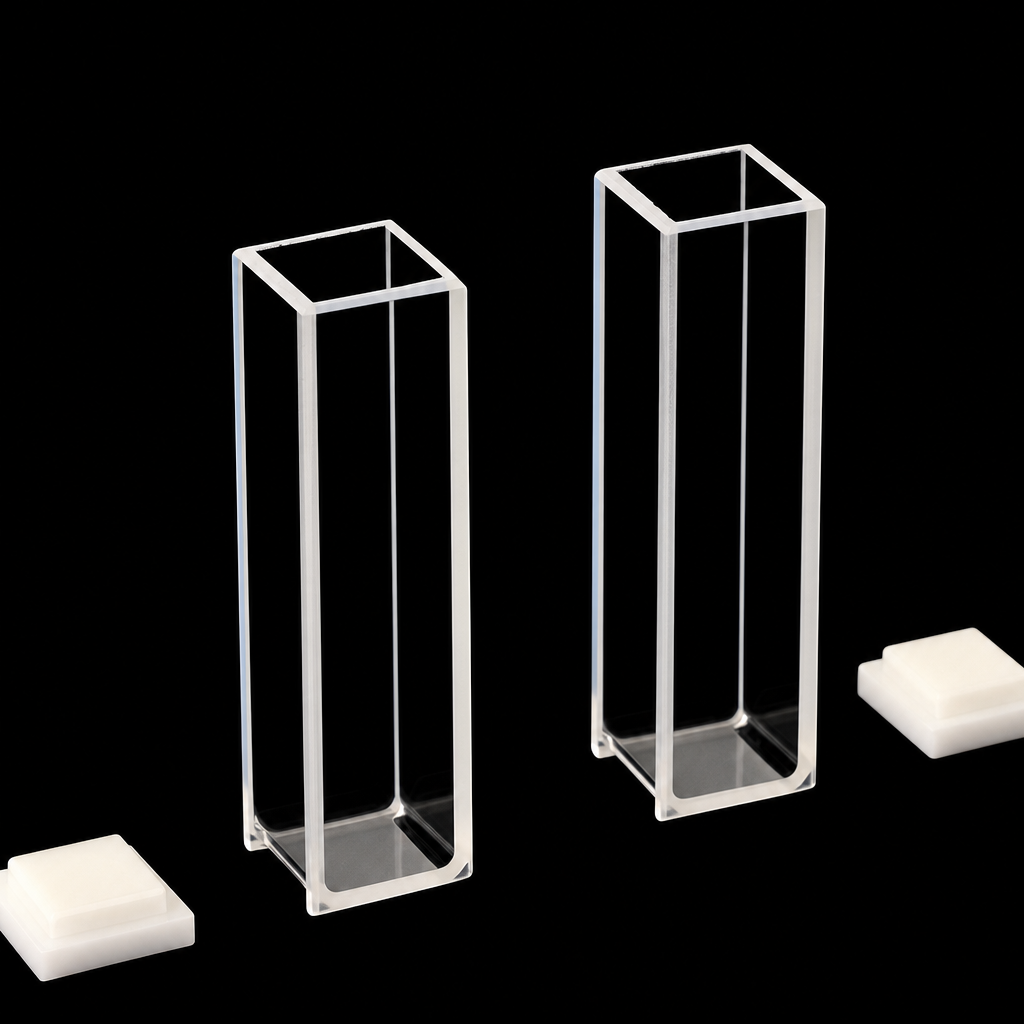 (MQQFL071) Glass Fluorescence Cuvette, 10 mm Path Length, 3.5 mL, Flat Bottom, Four-Way Light, Fused One-Piece Construction, Pack of 2