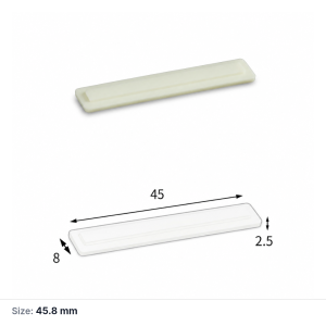 (MQAAC039) Square Alumina Boat Crucible Lid, 45 × 8 × 2.5 mm, Inner-Fitting Lid, 99% Alumina (Al2O3), 1 Piece