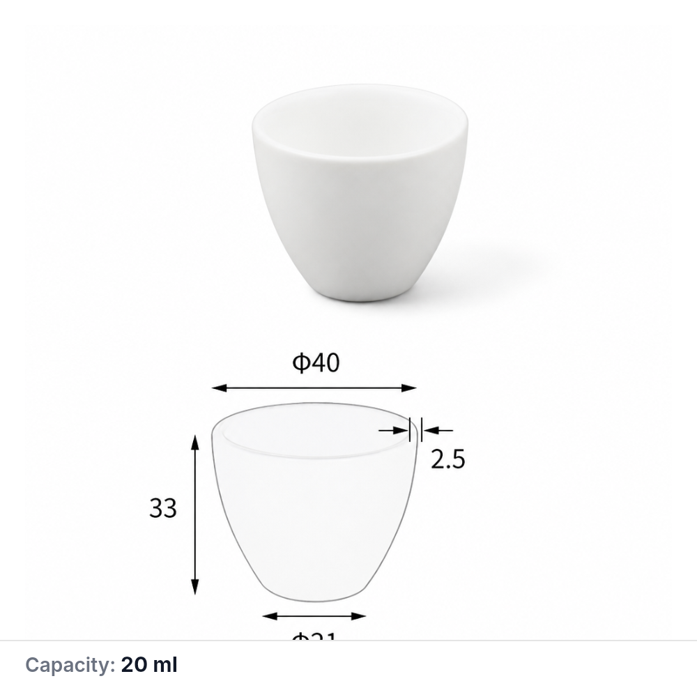 (MQACR109) Alumina Round-Arc Crucible, 20 mL, 30 g, 1 Piece