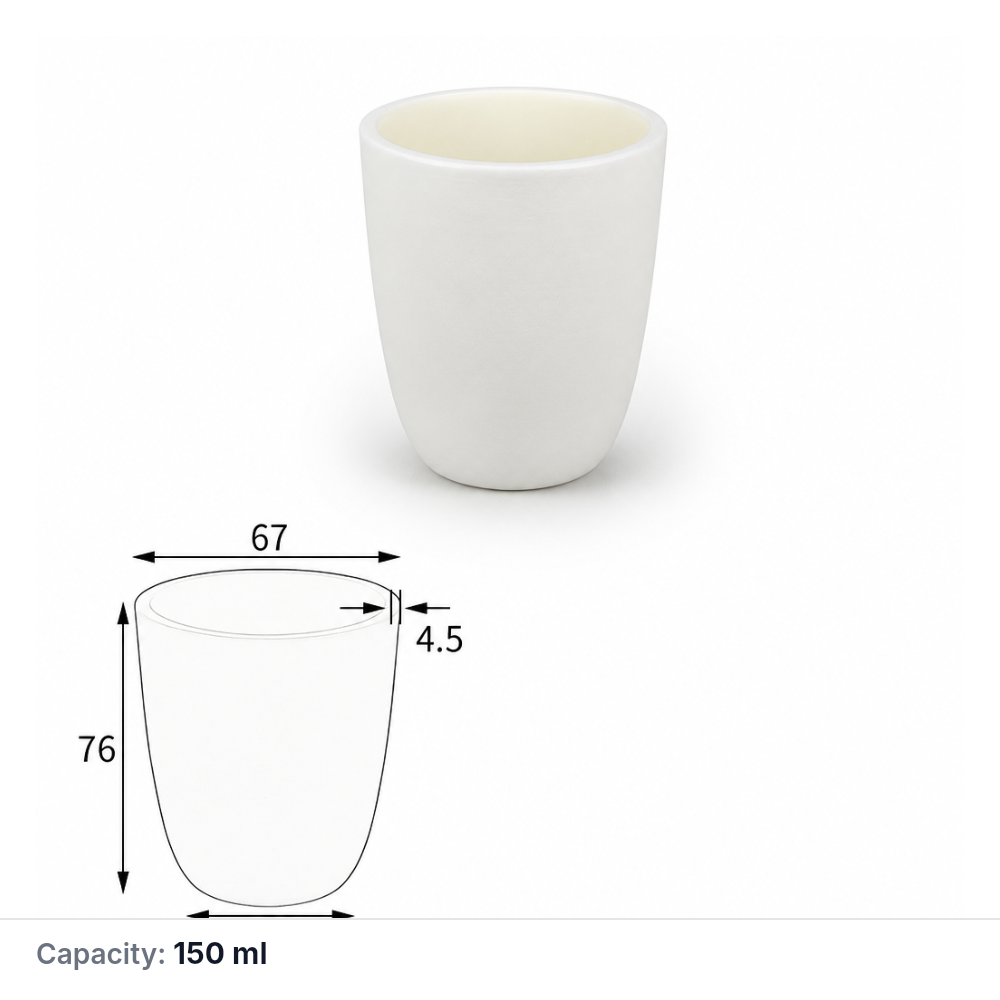 (MQACR119) Alumina High-Purity Round-Arc Crucible, 67 mm OD, 150 mL, 250 g, 1 Piece