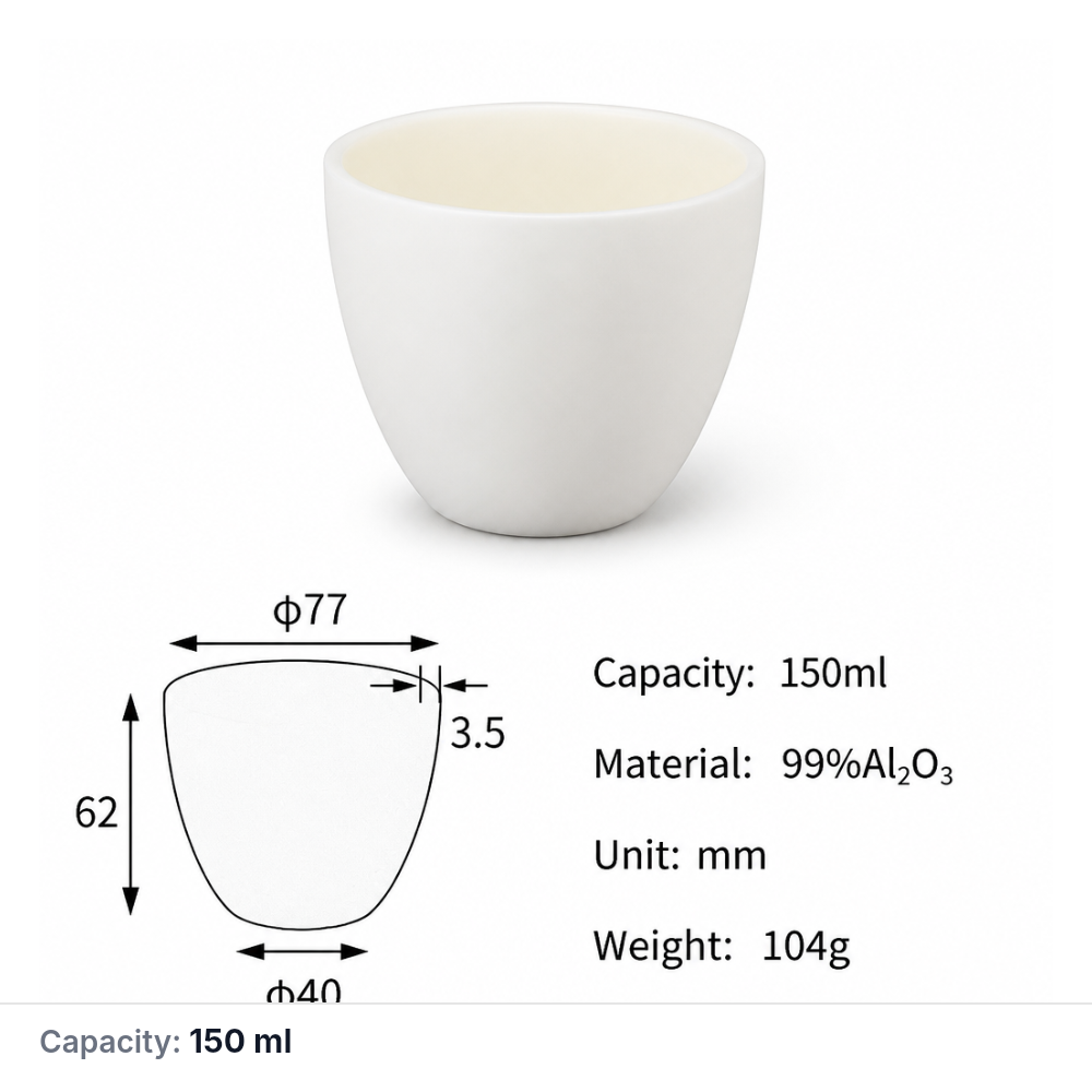 (MQACR120) Alumina Arc-Shaped Crucible, 150 mL, 104 g, 1 Piece