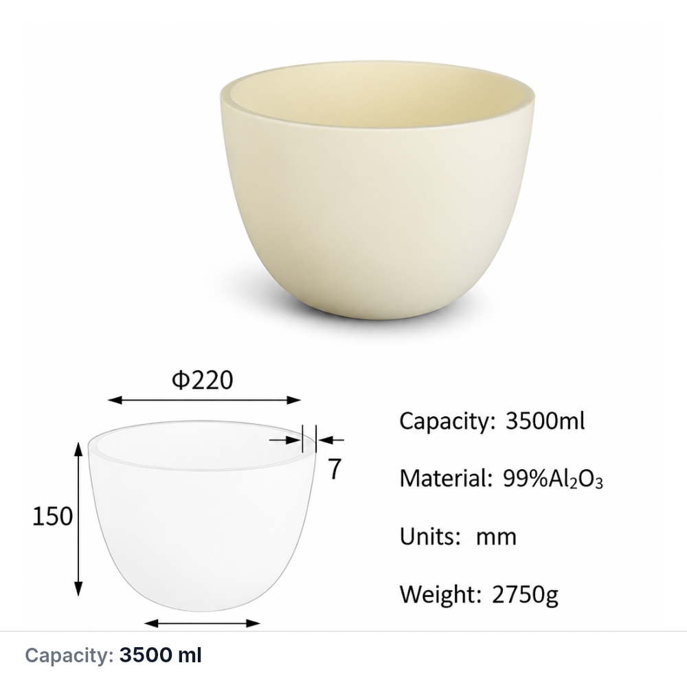 (MQACR138) Alumina Arc Crucible, 3500 mL, 2750 g, 1 Piece