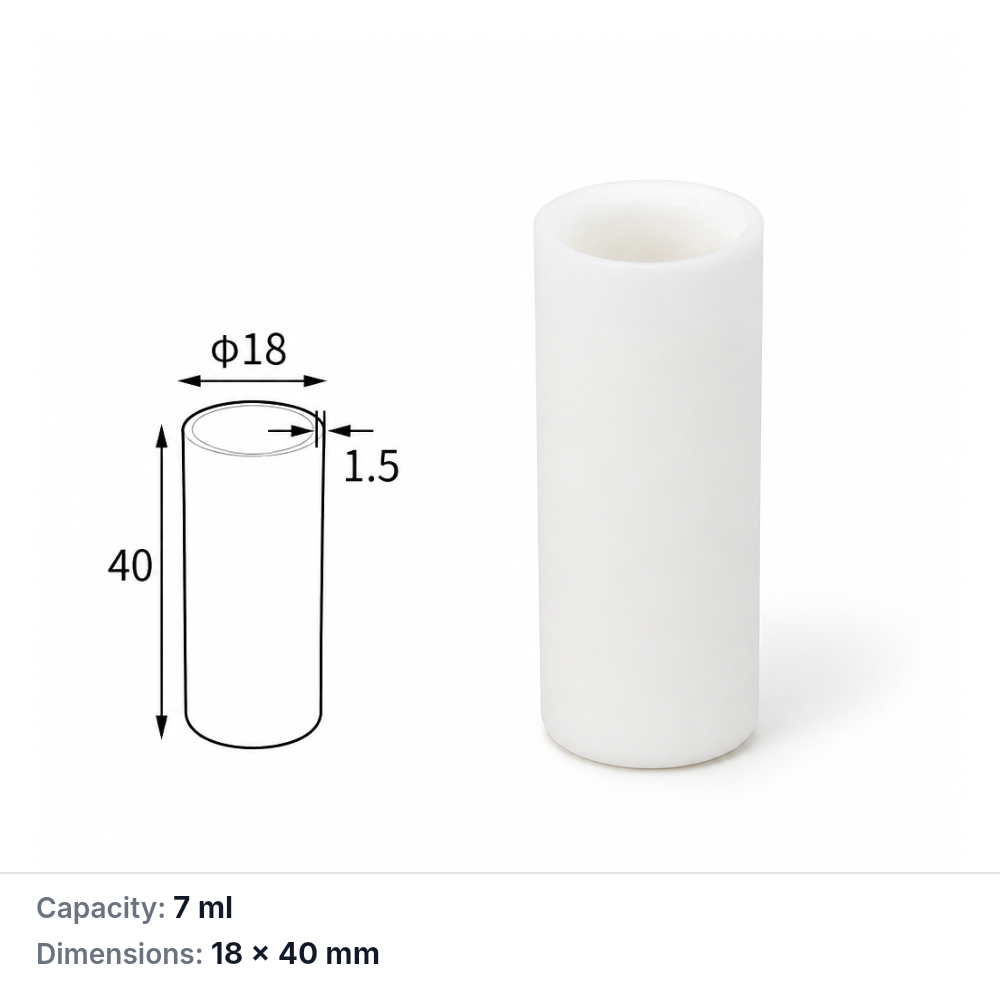 (MQACR363) Alumina Cylindrical Crucible, Ø18 mm OD, 18 × 40 mm, 7 mL, 13 g, 1 Piece