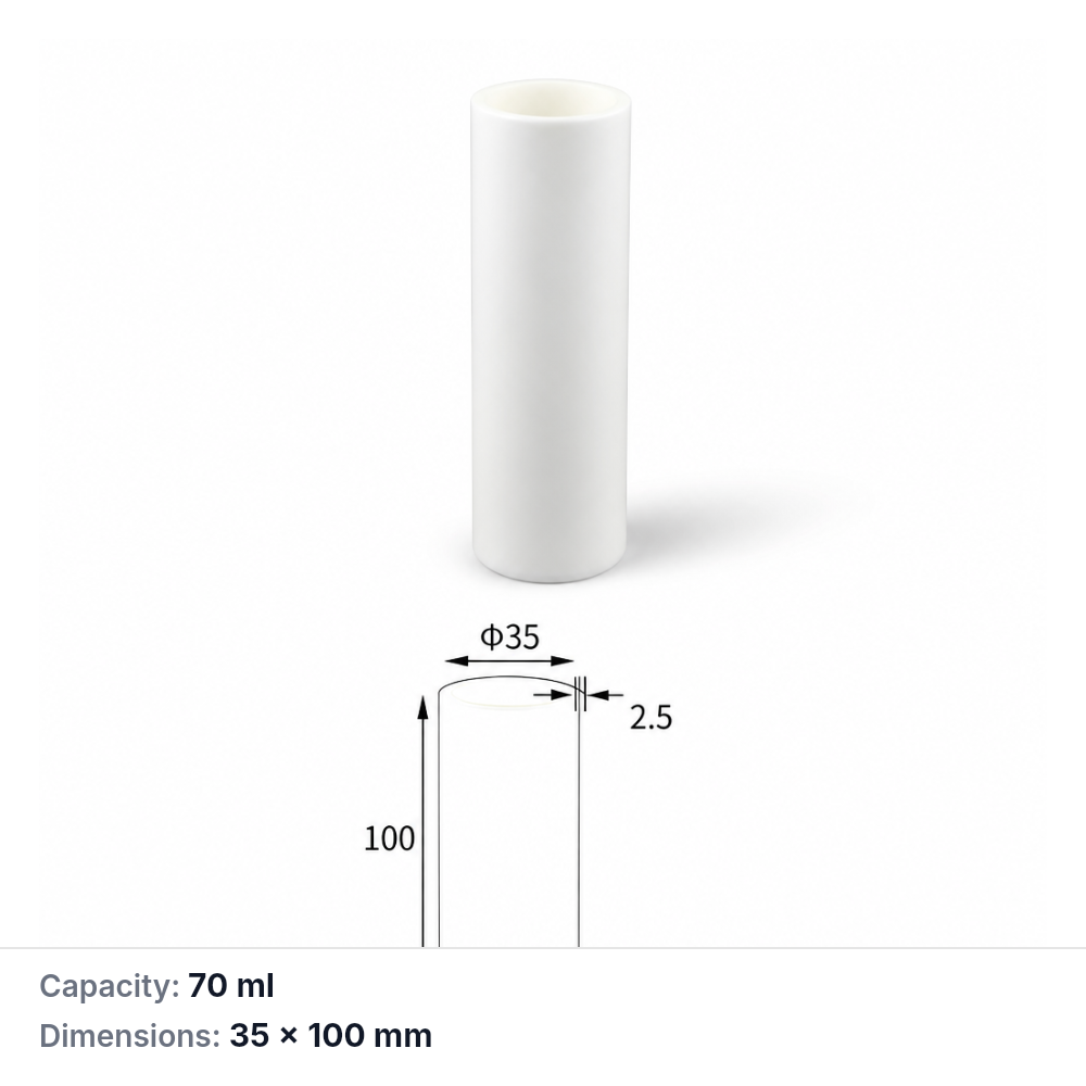 (MQACR368) Alumina Cylindrical Crucible, 70 mL, 35 × 100 mm, 105 g, 1 Piece