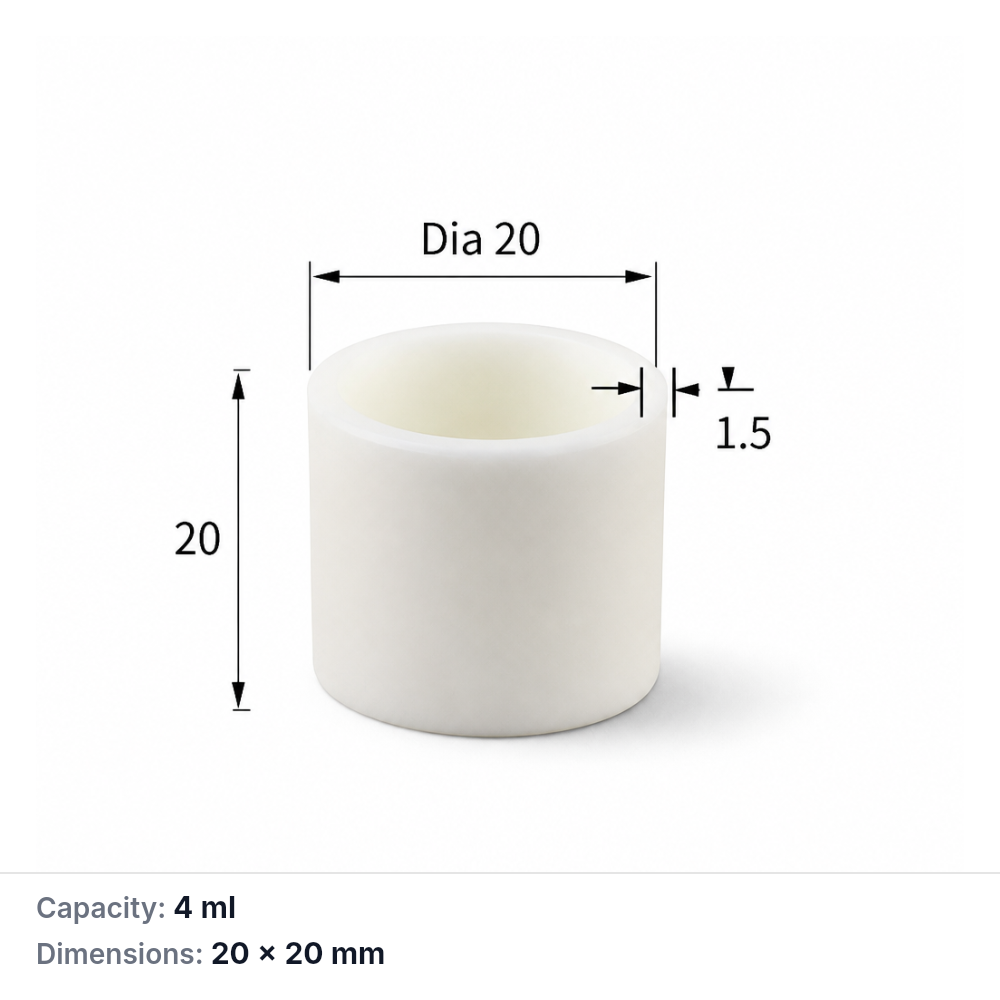 (MQACR369) Alumina Cylindrical Crucible, 4 mL, 20 × 20 mm, 10 g, 1 Piece