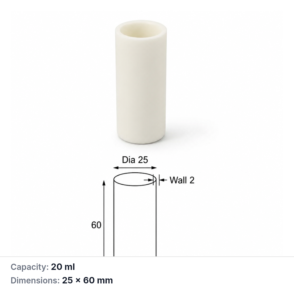 (MQACR376) Alumina Cylindrical Crucible, 20 mL, 25 × 60 mm, 38 g, 1 Piece