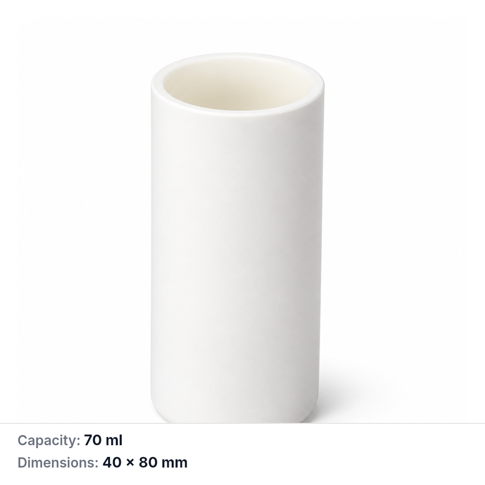 (MQACR404) Alumina Cylindrical Crucible, 40 × 80 mm, 70 mL, 125 g, 1 Piece