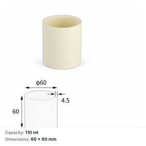 (MQACR421) Alumina Cylindrical Crucible, 60 × 60 mm, 110 mL, 210 g, 1 Piece