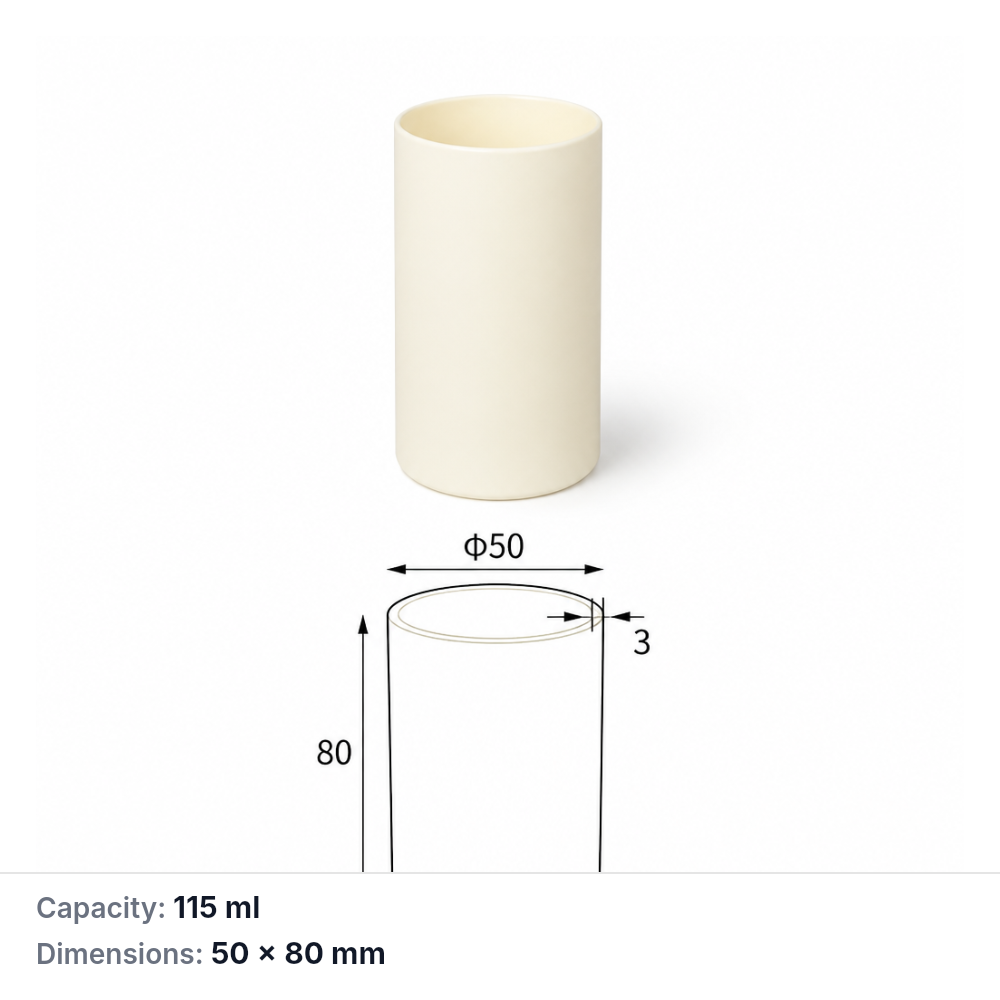 (MQACR427) Alumina Cylindrical Crucible, 115 mL, 50 × 80 mm, 140 g, 1 Piece