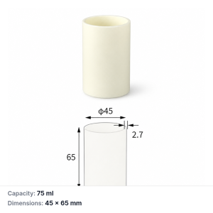 (MQACR435) Alumina Cylindrical Crucible, 45 × 65 mm, 75 mL, 102 g, 1 Piece