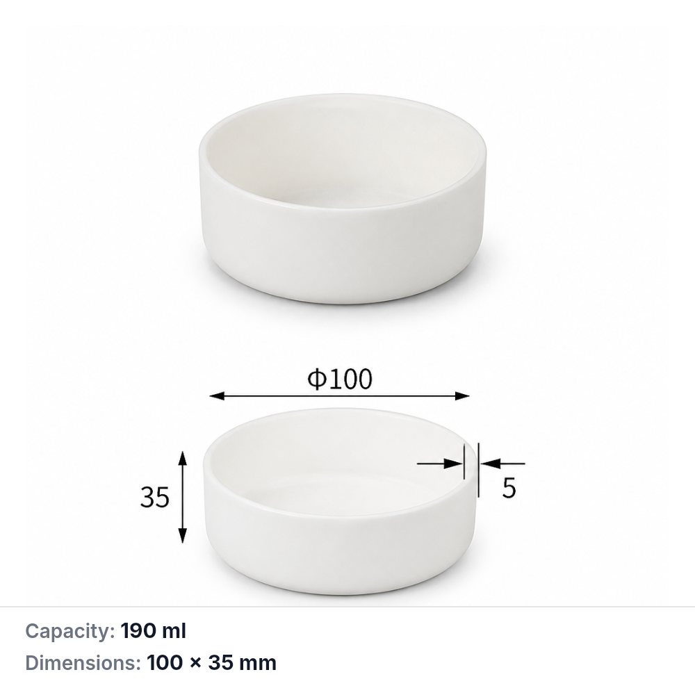 (MQACR441) Alumina Cylindrical Crucible, 100 × 35 mm, 190 mL, 330 g, 1 Piece