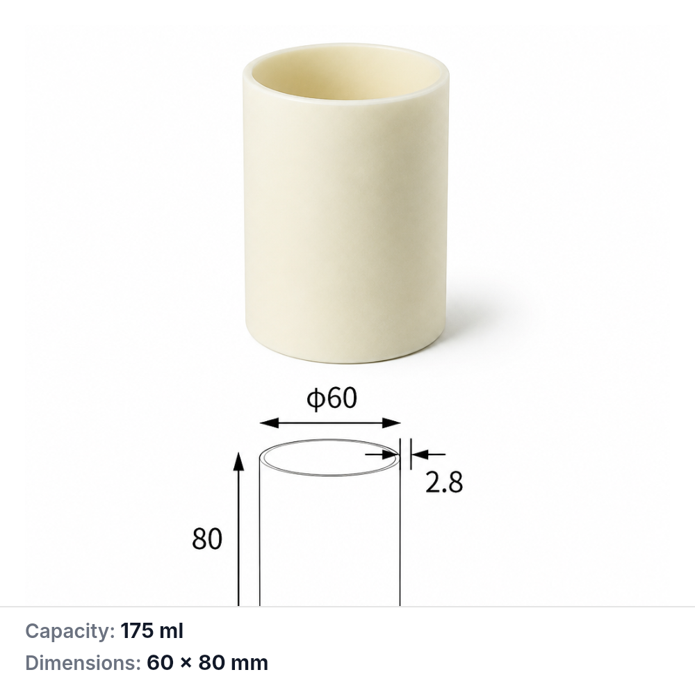 (MQACR447) Alumina Cylindrical Crucible, 60 × 80 mm, 175 mL, 180 g, 1 Piece