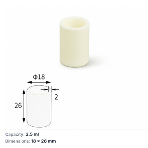 (MQACR452) Alumina Cylindrical Crucible, Ø18 mm OD, 18 × 26 mm, 3.5 mL, 10 g, 1 Piece