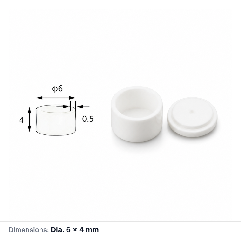 (MQACR494) 99.5% Alumina Crucible with Lid, Ø6 × 4 mm, 68 µL, 1 Piece