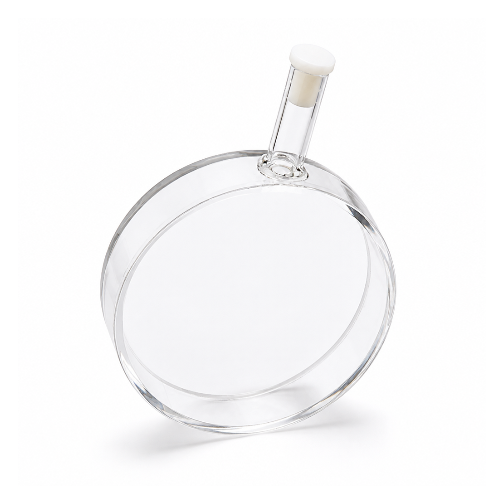 Quartz Atomic Vapor Cell, 10 mm, 20 mL, 14 mm, Quartz, 10 mm, Ø55 mm, Custom Size, 1 Piece