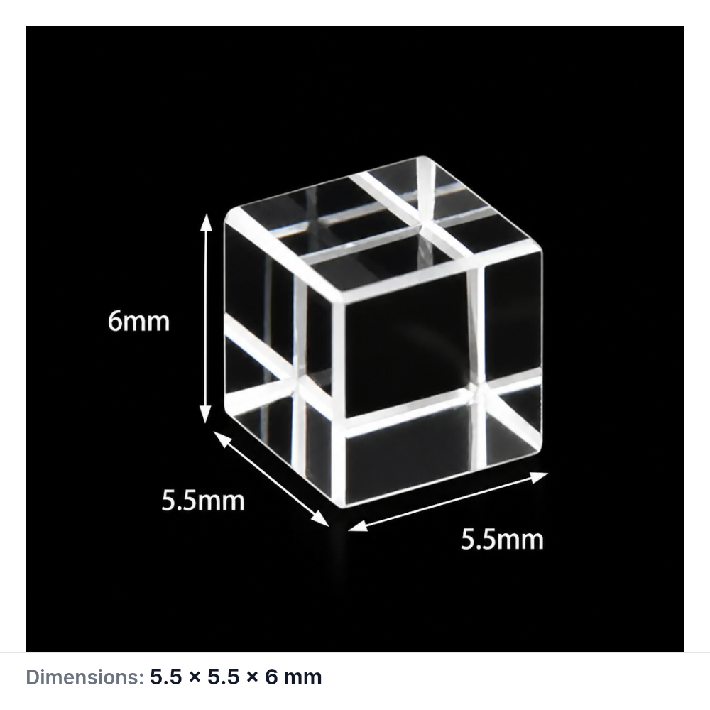 (MQOLG006) Quartz Light Guide Rod, 6 mm, 5.5 × 5.5 × 6 mm, Square, JGS1, 1 Piece