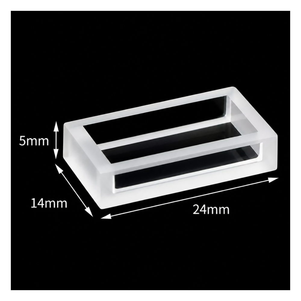 Quartz Cuvette, 600 µL, 10 mm Path, 24 × 14 × 5 mm, Powder-Fused