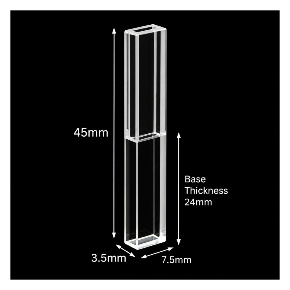 Quartz Cuvette, 80 µL, Dual 5 mm and 1 mm Paths, Four-Side Transmission
