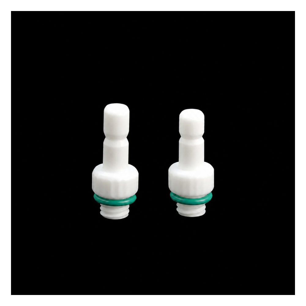 White threaded flow cuvette connector