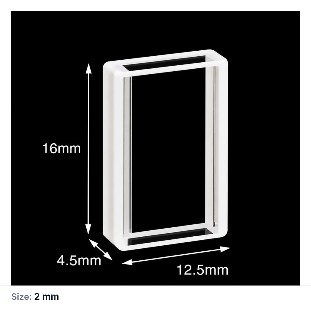 (MQQFC009) Quartz Flow Cell, Capacity: 320 µL, Dimensions: 10 × 2 × 16 mm, Two-Side Light-Transmitting Design