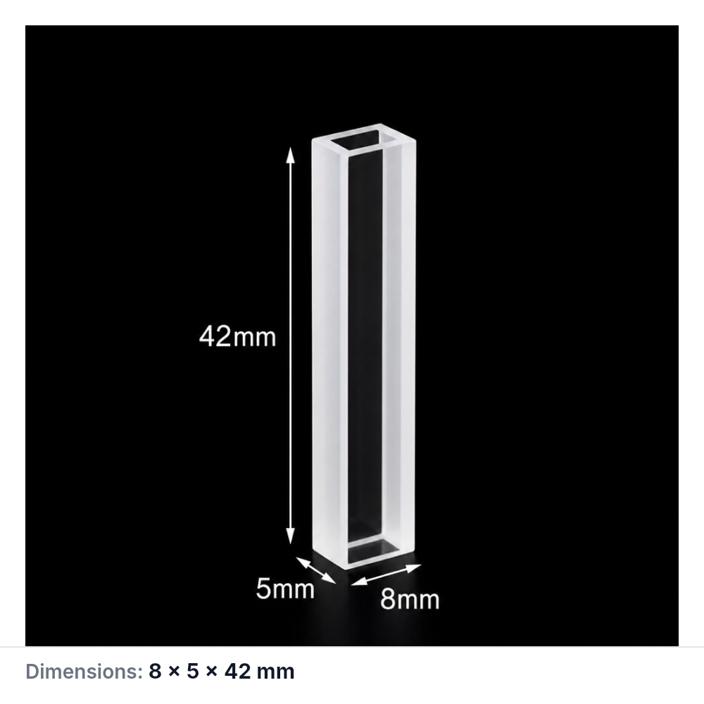 (MQQFC026) Quartz Cuvette Sample Cell, Capacity: 756 µL, Dimensions: 6 × 3 × 42 mm, Two-Side Light-Transmitting Design