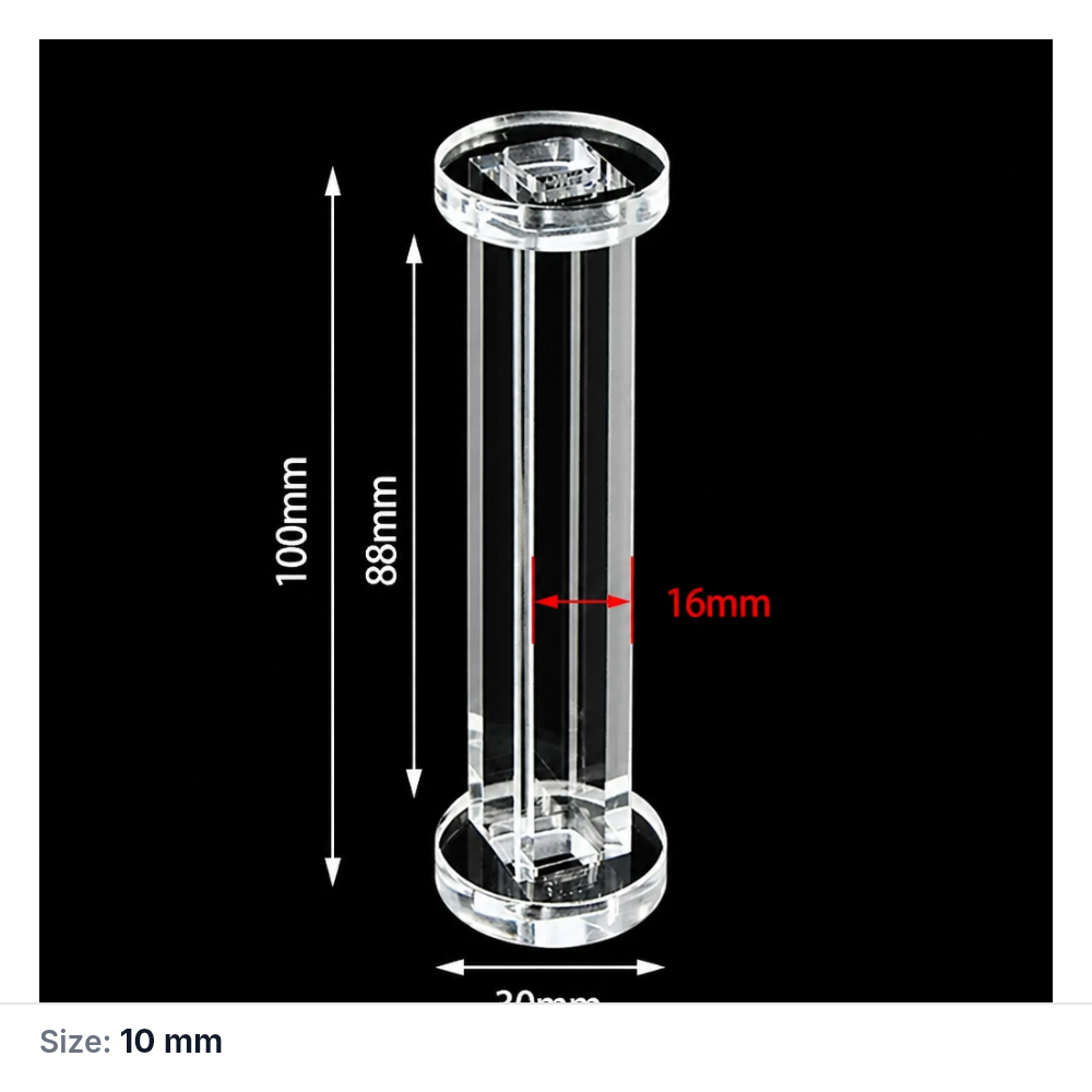(MQQFC070) Quartz Cuvette Sample Cell, Path Length: 10 mm, Four-Side Light-Transmitting Design, Optical-Cement-Bonded Integrated Construction