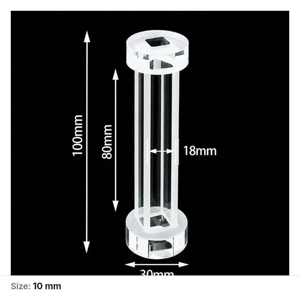(MQQFC072) Quartz Cuvette Sample Cell, Path Length: 10 mm, Four-Side Light-Transmitting Design