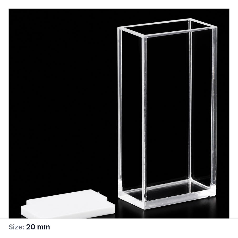(MQQFL021) Quartz Fluorescence Cuvette, 20 mm, Custom Size, JGS1, Four-Way Light, Molded 83, 1 Piece