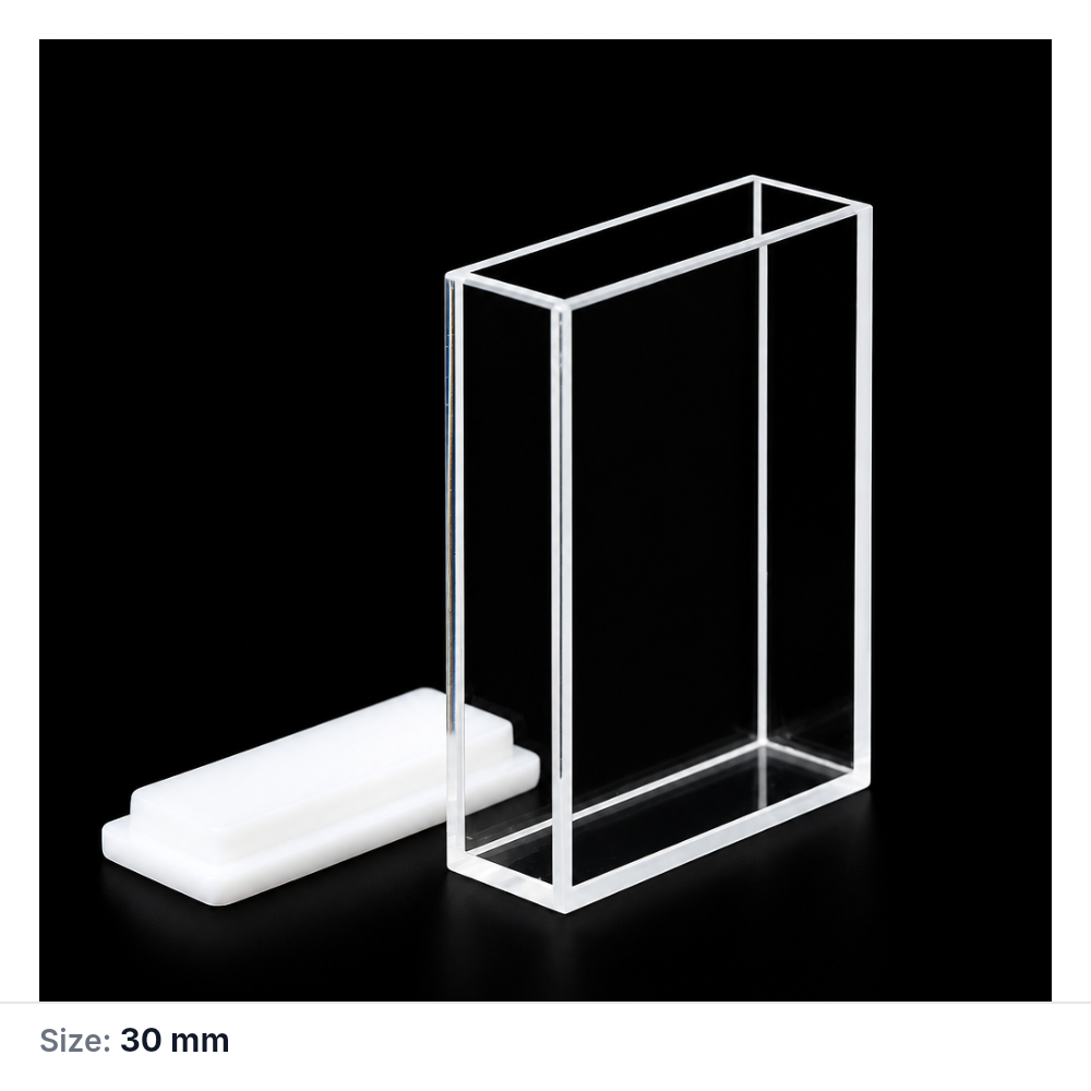(MQQFL026) Quartz Fluorescence Cuvette, 30 mm, Export Version, JGS1, Four-Way Light, Molded 83, 1 Piece