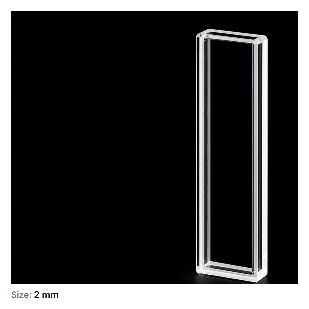 (MQQFL039) Quartz Fluorescence Cuvette, 2 mm Path Length, Four-Way Light, Neutral Solutions Only, 1 Piece