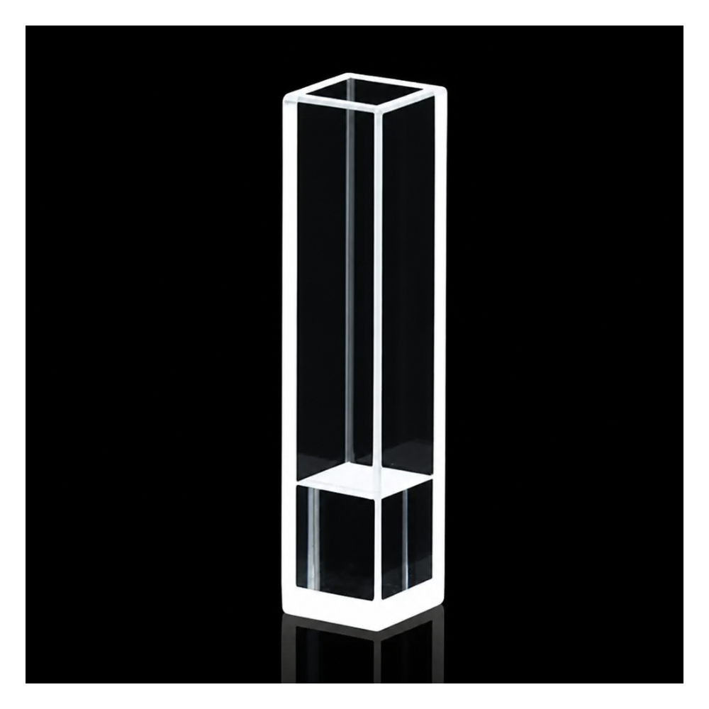 Quartz Fluorescence Cuvette, 8 mm, 2 mL, Quartz, JGS1, Standard 80, Adhesive-Bonded, 1 Piece