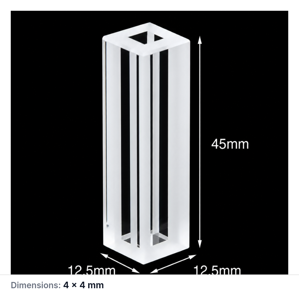 (MQQMC034) Four-Window Quartz Micro Cuvette, 4 mm Path, 560 µL, 1 Piece