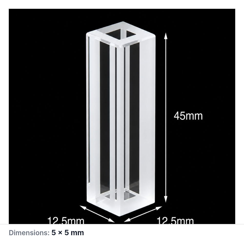 (MQQMC035) Four-Window Fused Quartz Micro Cuvette, 5 mm Path, 875 µL, 1 Piece