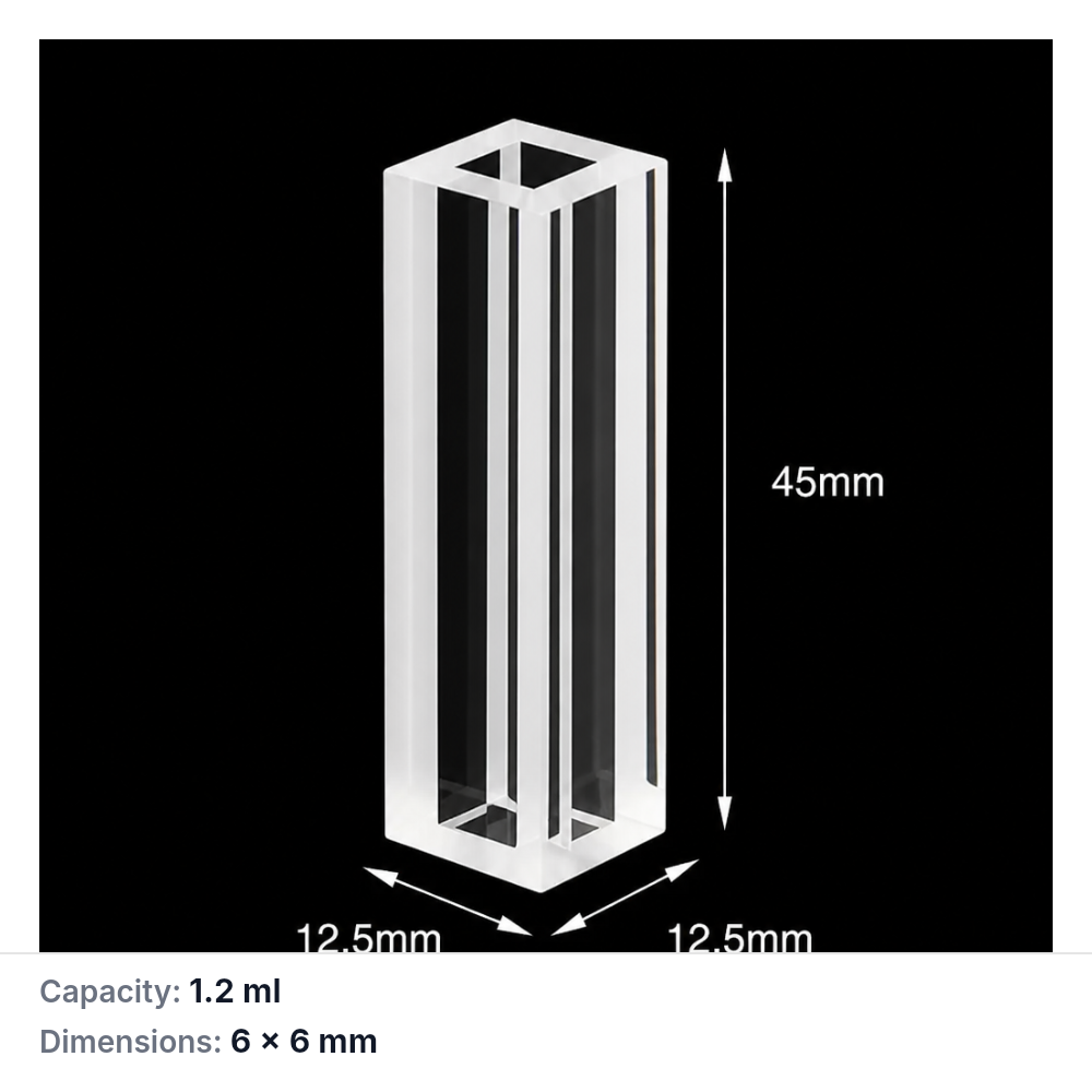 (MQQMC036) Four-Window Fused Quartz Micro Cuvette, 6 mm Path, 1.2 mL, 1 Piece