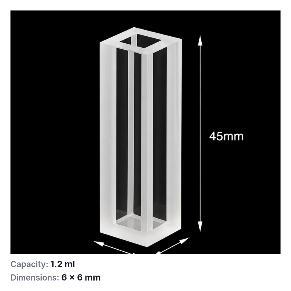 (MQQMC053) Four-Window Fused Quartz Micro Cuvette, 6 mm Path, 1.2 mL, 1 Piece