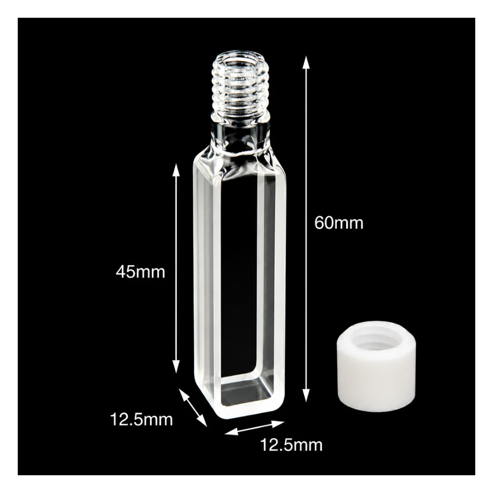 Quartz Screw-Top Cuvette, 4.5 mL, 10 mm Path, 60 mm Body Height