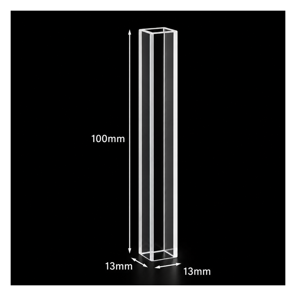 (MQQSD001) Tall Four-Window Quartz Sample Cell, 10 mm Path, 13 × 13 × 100 mm, 1 Piece